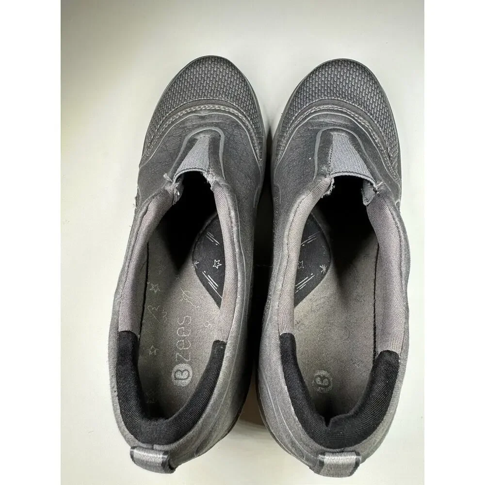 BZEES Derive Wedge Slip On Sneakers Gray Cloud Mesh Top Cloud Technology Sz 7.5